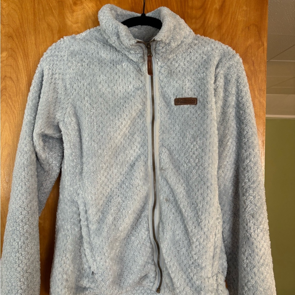 Columbia Blue Teddy Jacket Plush Fleece